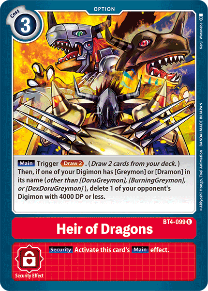 Heir of Dragons [BT4-099] [Great Legend]