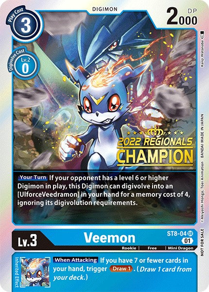 Veemon [ST8-04] (2022 Championship Online Regional) (Online Champion) [Starter Deck: Ulforce Veedramon Promos]